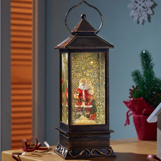 Three Kings 2537013 – Snow Swirl Santa Lantern (battery) 