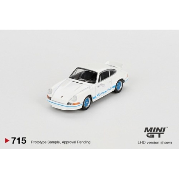 MiniGT Porsche 911 Carrera RS 2.7 White with Blue Livery 1/64